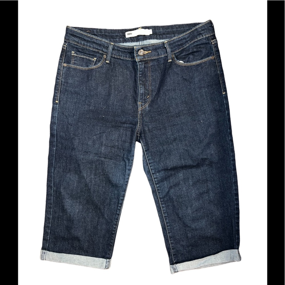 LEVIS DARK DENIM CAPRIS WOMENS 12 LIKE NEW